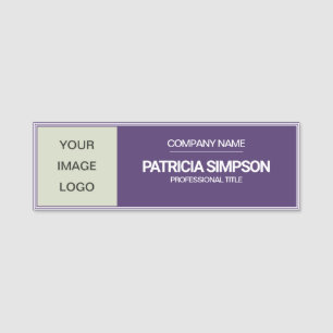 Moderne Druif Violet & Beige Achtergrond Logo Tite Naamplaatje