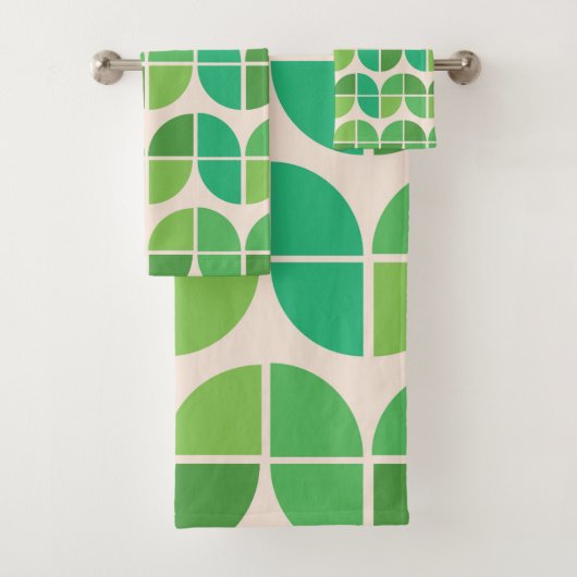Moderne du milieu du siècle Motif géométrique vert (En situation)