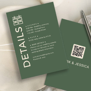 Moderne Dubbel Geluk Huwelijksdetailkaart RSVP Kaartje