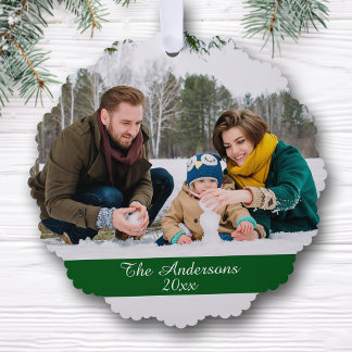 Moderne dubbelzijdige familie foto vakantie ornament kaart
