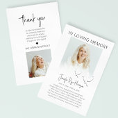 Moderne, dubbelzijdige fotobegrafenis bedankkaart
