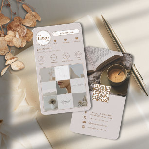 Moderne dubbelzijdige Instagram Photo Grid Beige Visitekaartje