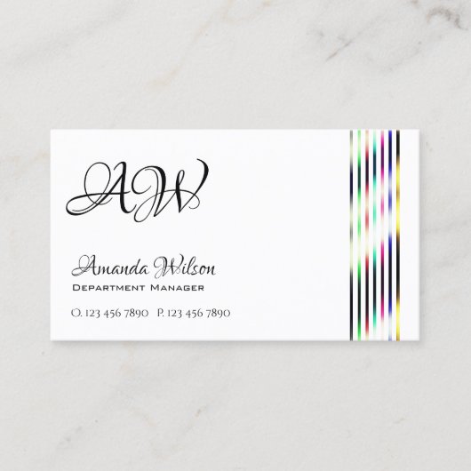Moderne Duidelijke Witte Kleurrijke Decor Strepen Visitekaartje (Voorkant)