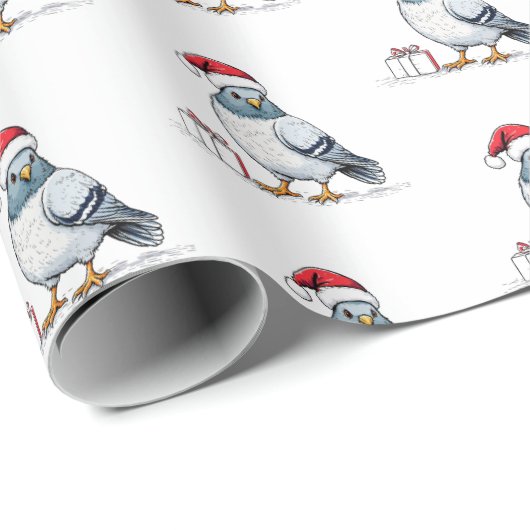 Moderne Duif Kerstman Kerstmis Cadeaupapier (Rol Hoek)