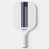Moderne dunne blauwe lijn politieagent Monogram Pickleball Paddle (Achterkant)