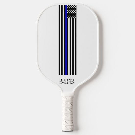 Moderne dunne blauwe lijn politieagent Monogram Pickleball Paddle (Voorkant)