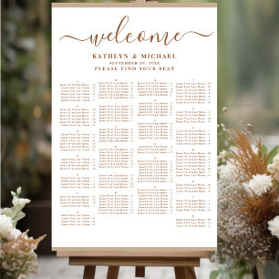 Moderne dusty beige bruiloft, alfabetische zitplaa poster