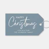 Moderne Dusty Blue Christmas Cadeaulabel (Voorkant (Horizontaal))
