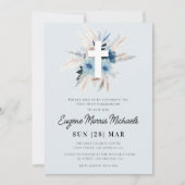 moderne dusty blue first communiqué uitnodiging (Voorkant)