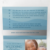 Moderne Dusty Blue Ocean Waves Fotobruiloft Drieluik Uitnodiging (Binnenzijde eerst)