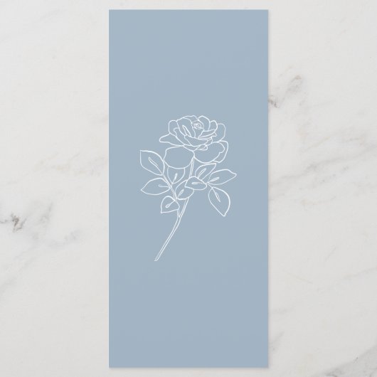 Moderne Dusty Blue Rose Menu Mariage (Dos)