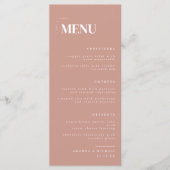 Moderne Dusty Mauve Elegant Wedding Menu (Voorkant)