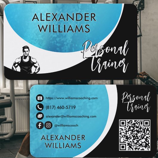 Moderne dynamische QRcode Personal Trainer Fitness Visitekaartje