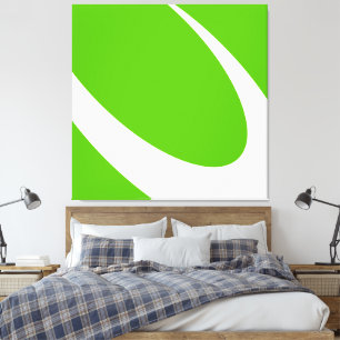 Moderne dynamische witte kromme op helder limoengr canvas afdruk