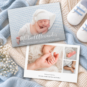 Moderne e-legance Baby Boy Foto geboorteaankondigi
