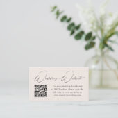 Moderne e legance crème Wedding Website QR Code Informatiekaartje (Staand voorkant)