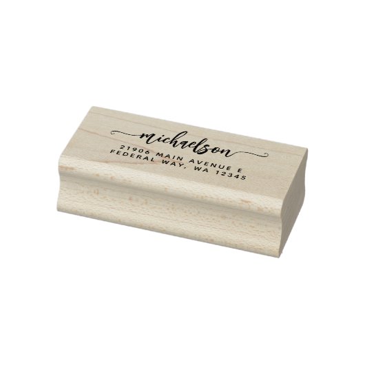 Moderne e legant Calligraphy Script Achternaam Rubberstempel (Stempel)