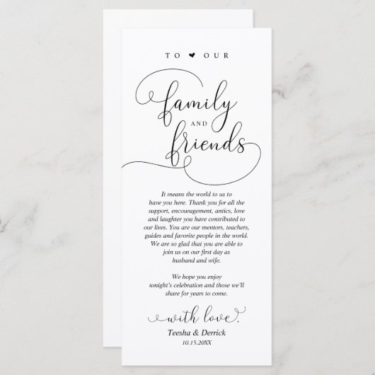 Moderne e-legant, plaatsinstelling Hartelijk dank Programma (Voorkant / Achterkant)