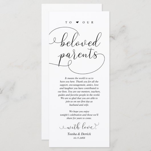 Moderne e-legant, plaatsinstelling Hartelijk dank Programma (Voorkant / Achterkant)