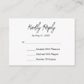 Moderne e-legant Script Dusty Blue White RSVP-kaar Informatiekaartje (Voorkant)