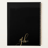 Moderne e legant Script Monogram naam zwart Gold Planner (Achterkant)