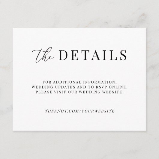 Moderne e legant Weddenschap-kaart voor details Informatiekaartje (Voorkant)