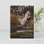 Moderne e-legante scriptfoto in één bruiloft kaart (Staand voorkant)