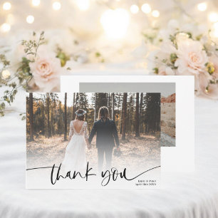 Moderne écriture noire merci 2 photos mariage 
