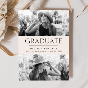 Moderne Edge Cream 2-foto-Afstuderen Aankondiging