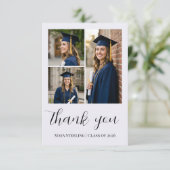Moderne Editoriële Script Multi-Foto Afstudeercere Bedankkaart (Staand voorkant)