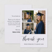 Moderne Editoriële Script Multi-Foto Afstudeercere Bedankkaart (Voorkant / Achterkant)