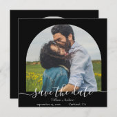 Moderne Eén Foto Boog Save the Date Kaart (Voorkant / Achterkant)