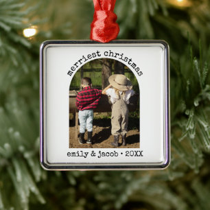 Moderne één foto minimalistische eenvoudige boog k metalen ornament