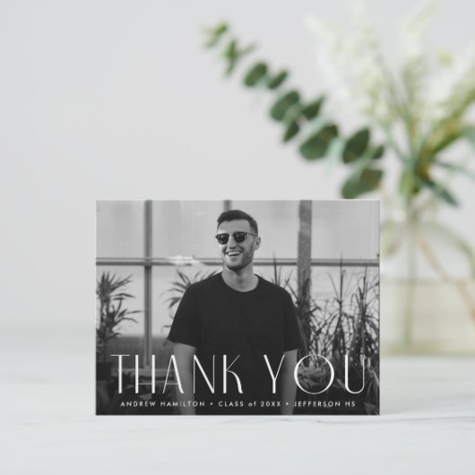 Moderne eenvoud Foto Afstuderen Dank u Briefkaart (Staand voorkant)