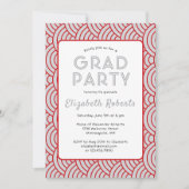 Moderne Eenvoud Rood & Zilver Graduation Party Kaart (Voorkant)