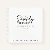 Moderne eenvoudig gezegende zwart-wit preek notiti notitieboek (Voorkant)