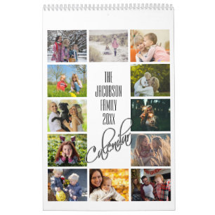 Moderne Eenvoudige 12 Maanden Familiefoto Kalender