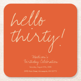 Moderne eenvoudige 30e verjaardag vierkante kartonnen onderzetter