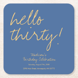 Moderne eenvoudige 30e verjaardag vierkante kartonnen onderzetter