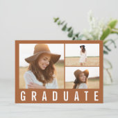 Moderne, eenvoudige 3 foto's afstuderen, eenvoudig aankondiging (Staand voorkant)