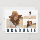 Moderne, eenvoudige 3 foto's afstuderen eenvoudig aankondiging (Voorkant)