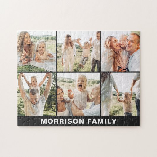 Moderne Eenvoudige Aangepaste 6 Fotocollage Legpuzzel (Horizontaal)