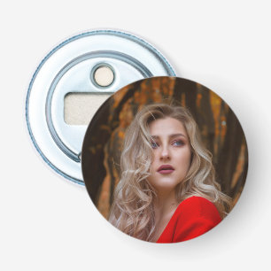 Moderne Eenvoudige Aangepaste Enkele Foto Button Flesopener
