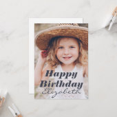 Moderne Eenvoudige aanpasbare foto op geboortedag Kaart (Voorkant / Achterkant in situ)