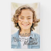 Moderne Eenvoudige aanpasbare foto op geboortedag Spandoek (Verticaal)