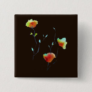 Moderne, eenvoudige abstracte bloemenontwerp vierkante button 5,1 cm