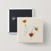 Moderne, eenvoudige abstracte bloemenontwerp vierkante button 5,1 cm (Voorkant /achterkant)