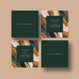 Moderne eenvoudige abstracte groene terracotta vierkante visitekaartje