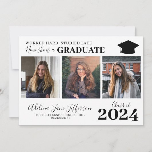 Moderne, eenvoudige afstuderen citaat afstuderen 4 aankondiging (Voorkant)