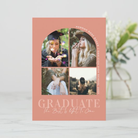 Moderne, eenvoudige Afstuderen met 4 beelden Aankondiging (Staand voorkant)